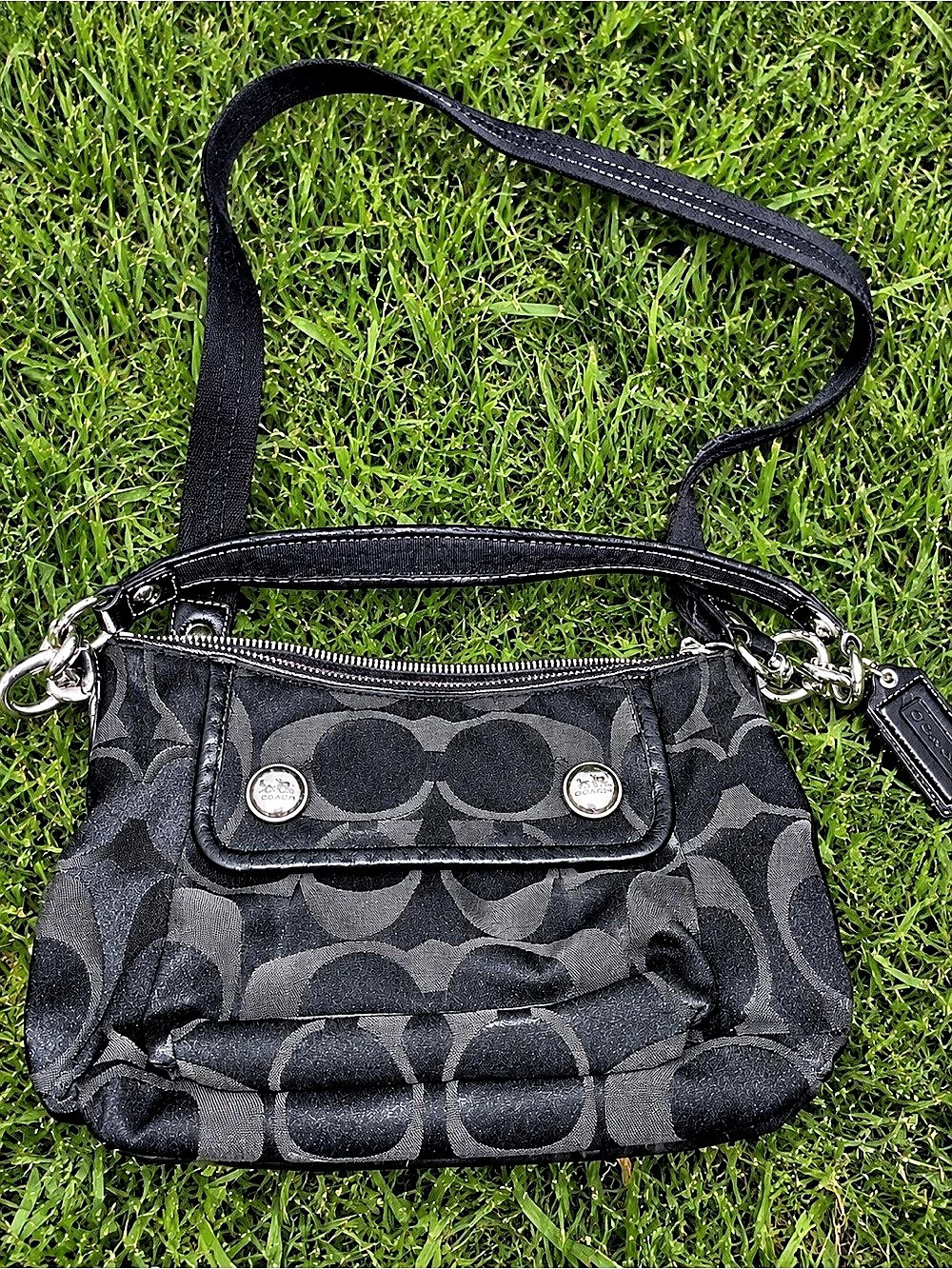Coach Soho Signature Small Flap Shoulder Bag Black